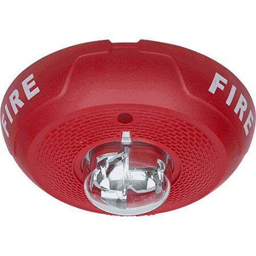 System Sensor PC2RL L-Series Indoor Selectable Output Horn Strobe, 2-Wire, Ceiling Mount, "FIRE" Marking, Red